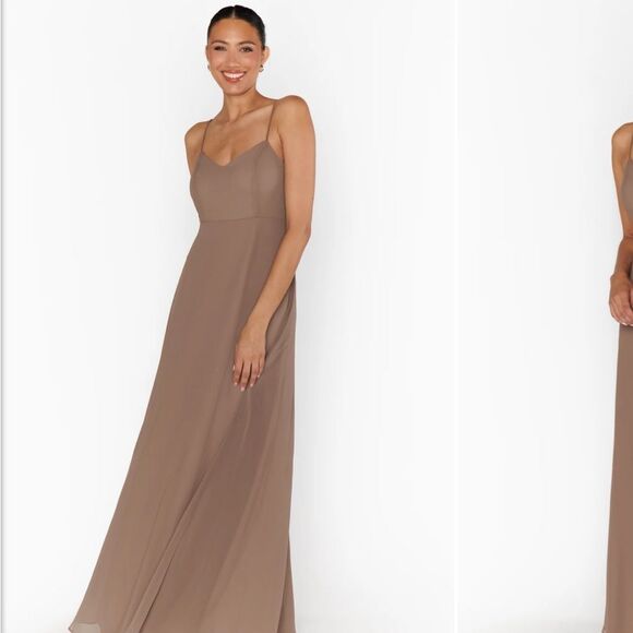 NWT Show Me Your MuMu Faith Dune Chiffon Maxi Dress - Picture 4 of 11